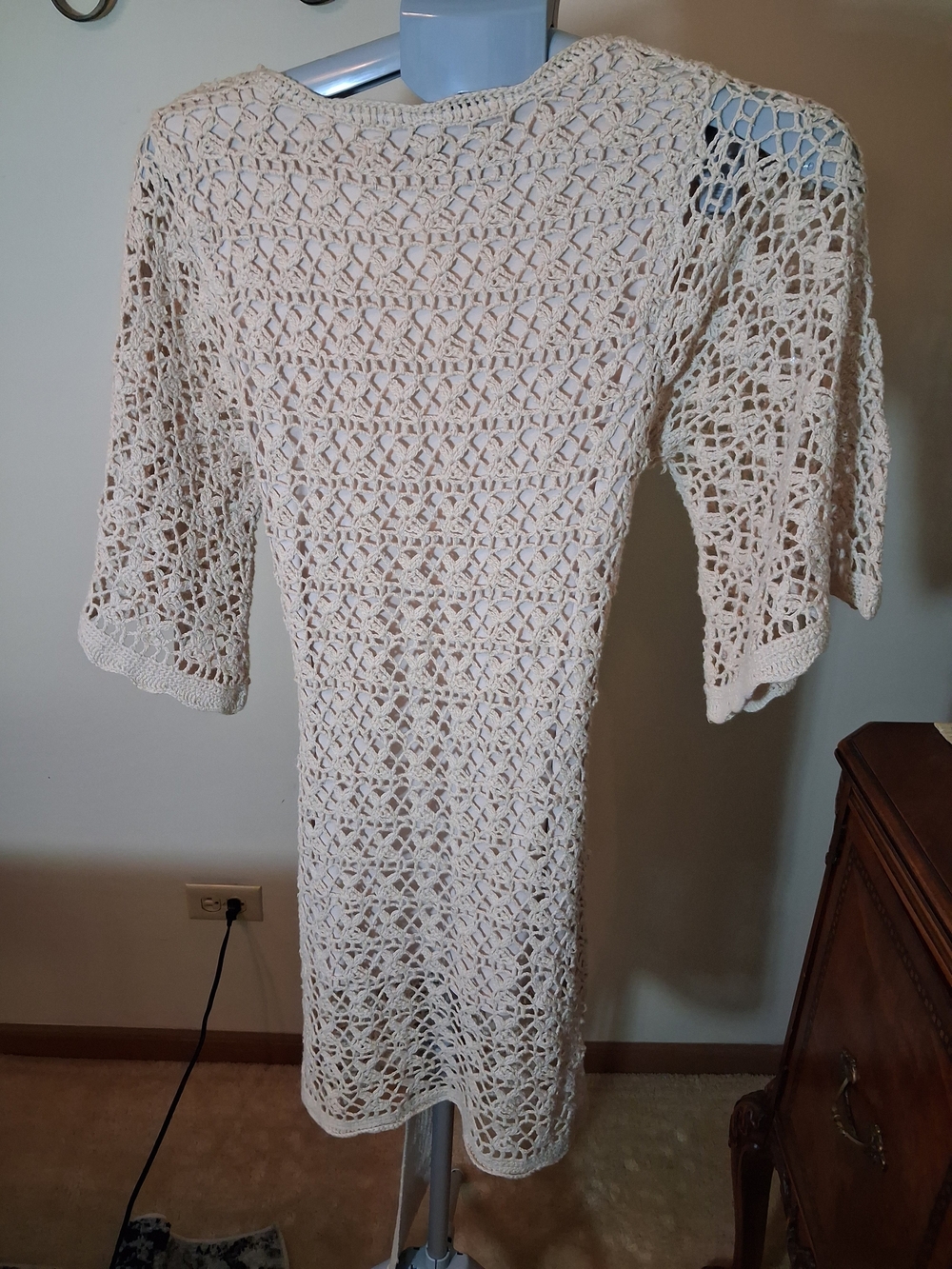 Cami Crochet V-Neck Overlay Dress in Cream - Picture 2 of 13